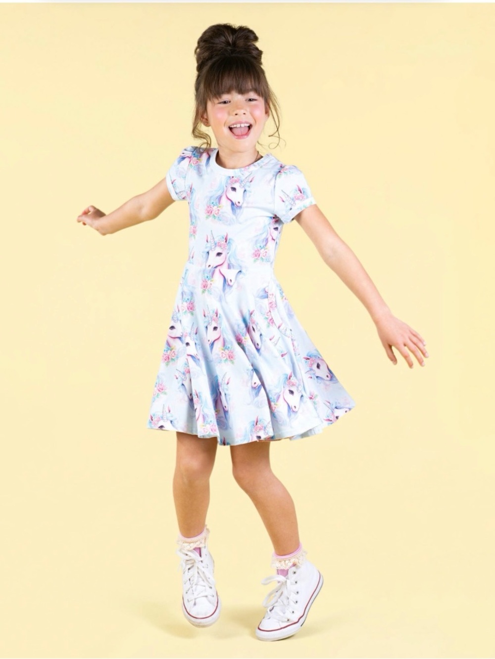 Rock Your Kid Blue Unicorn Waisted Dress Sz 8